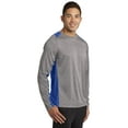 thumbnail image 4 of Sport-Tek Long Sleeve Heather Colorblock Contender Tee-L (Vintage Heather/ Carolina Blue), 4 of 6