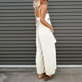 thumbnail image 6 of jsaierl Womens Rompers and Jumpers, Women's Casual Sleeveless Loose Straps Solid High Waist Wide Leg Jumpsuit Rompers With Pocket, 6 of 9