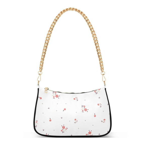 Cute Little Flowers Womens Chain Shoulder Bag Tote Handbag Clutch Hobo Purse with Zipper for Travel Casual