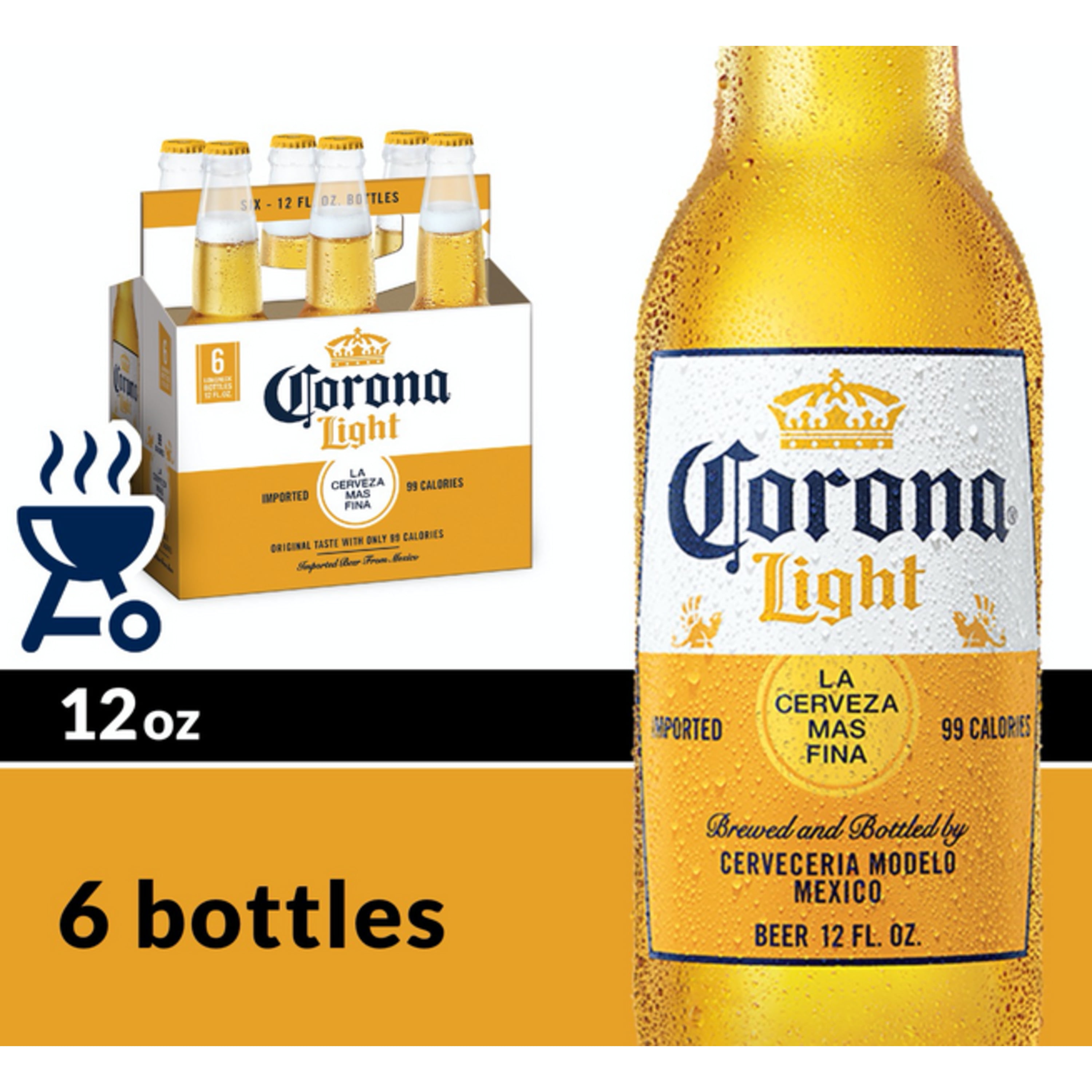 Corona Light Mexican Lager Beer, 6 pk 12 fl oz Bottles, 4.0 ABV
