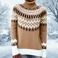 thumbnail image 2 of NMMUED Womens Fair Isle Sweaters Turtleneck Sweaters for Women Business Casual Sweaters for Women Mock Neck Sweater Women Loose Sweaters for Women Pullover Sweaters for Women Khaki 5XL, 2 of 4