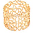 thumbnail image 3 of Anillo de puño con forma de corazón hueco, banda ancha abierta, anillo personalizado para nudillos, joyería delicada y moderna para mujer, dorado. Diámetro: 17,3 mm., 3 of 3