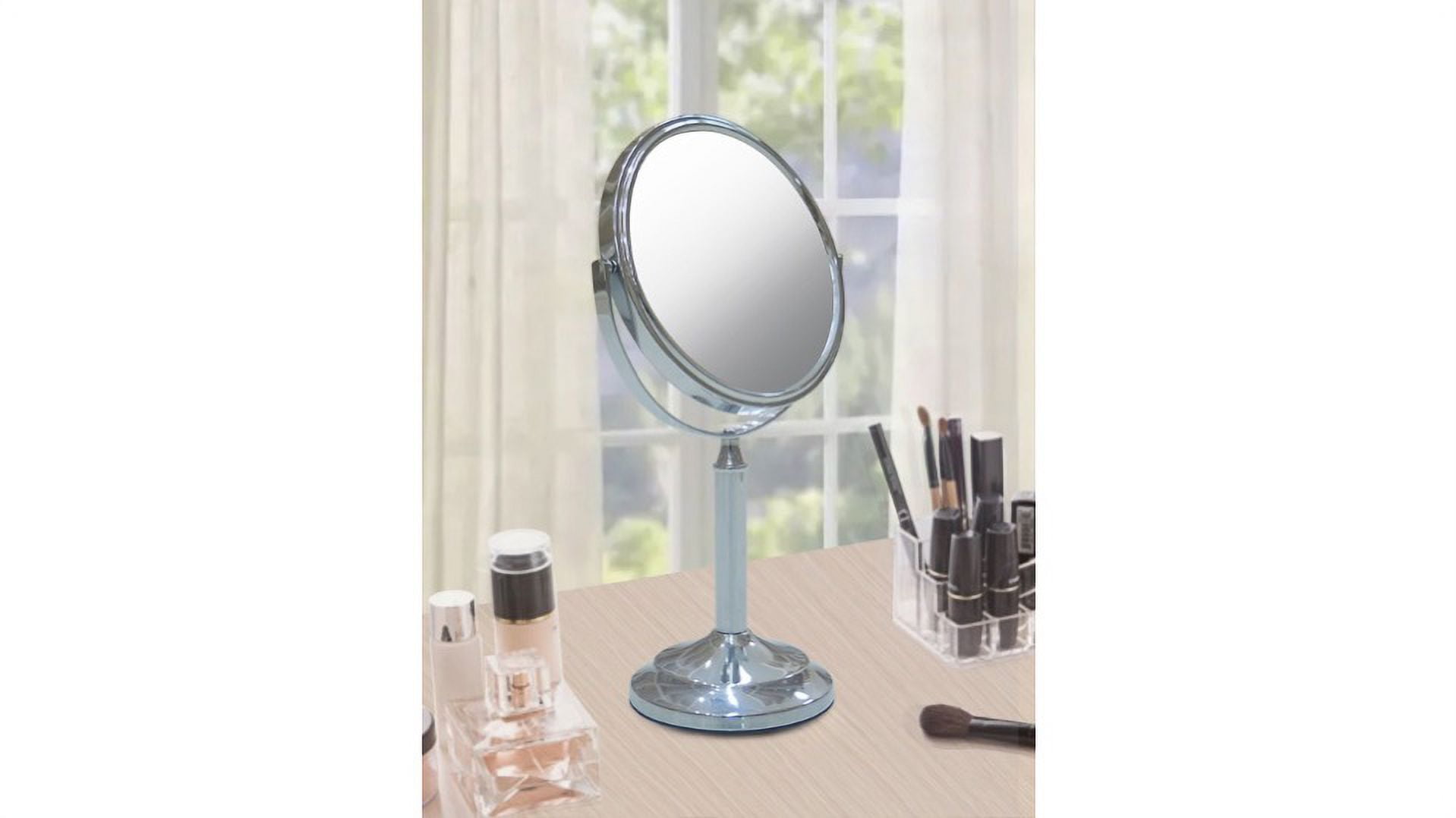 Eden Bath Round Two Sided 5X Chrome Framed Freestanding Makeup / Shaving Mirror