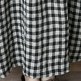 thumbnail image 6 of SMihono Fashion Women's Cotton Linen Dress Summer Short Sleeve Casual Plaid Flowy A-Line Midi Dresses with Pockets Black XXL, 6 of 9