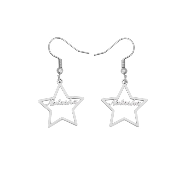 Custom Name Earrings 18K Gold Plated Personalized Hollow Star Stainless Steel Nameplate Earrings Jewelry Gifts