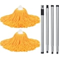 thumbnail image 2 of HSAPOW-Matthew Microfiber Mop Replacement Compatible with Microfiber Cloth Mop Refill,Stainless Steel Spin Mop Replacement 54" Handle with Wet Mop for Floor Cleaning (2 Mop Heads w/1 Handle)-Orange, 2 of 4