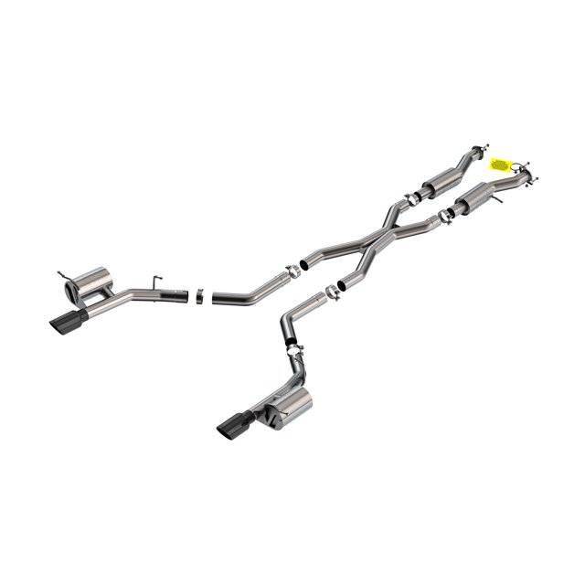 Borla Exhaust System Kit 140885BC S-Type Cat Back System; T-304 Stainless Steel; With Muffler; 3 Inch Pipe Diameter; Dual Exhaust With Dual Exit; Truck Single Split Rear Exit