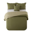 thumbnail image 5 of NSH by New Sega Home 4-Piece Olive Pinsonic Reversible Waffle Textured Quilt Set with Reversible Shams and Decorative Pillow, King, 5 of 9