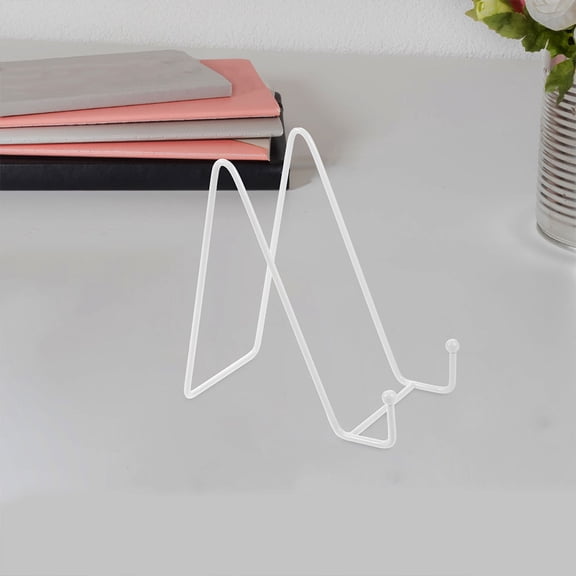 NUTEDOM 2pcs Iron Wire Plate Display Stand Easel for Tabletop Decor White