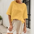 thumbnail image 2 of WEIYLL Ladies T Shirts Classic With Button Detail Short Sleeve Spring Summer Yellow Tee Sizes S, 2 of 9