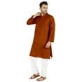 thumbnail image 3 of Atasi Indian Mens 2 Piece Kurta Pajama Set Henley NeckÂ&nbsp;Casual Long Kurta, 3 of 7