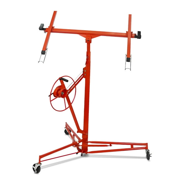 Drywall Lift, 11 FT Heavy Duty Sheetrock Lifter - 150 lbs Load Capacity, 360° Rotation Drywall Jack with Telescopic Arm & Adjustable Height, Ceiling Panel Hoist for 48 x 192 Inch Gypsum, Wood, PVC