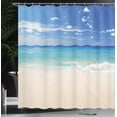 thumbnail image 3 of Ambesonne Tropical Shower Curtain, Shore Sea with Waves, 69"Wx75"L, Cream Turquoise White, 3 of 4