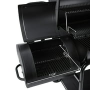 Royal Gourmet 36 Charcoal Barrel Grill with Offset Smoker, Adjustable Grates and Thermometer