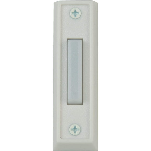 IQ America Wired Lighted Door Bell Push Button, Plastic White