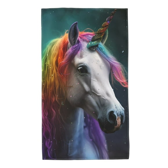 Balery Colorful Haired White Horse Toalla de Microfibra Premium con Estampado – 27.5x16 pulgadas, Alta Absorción, Suave y Aterciopelada, Secado Rápido