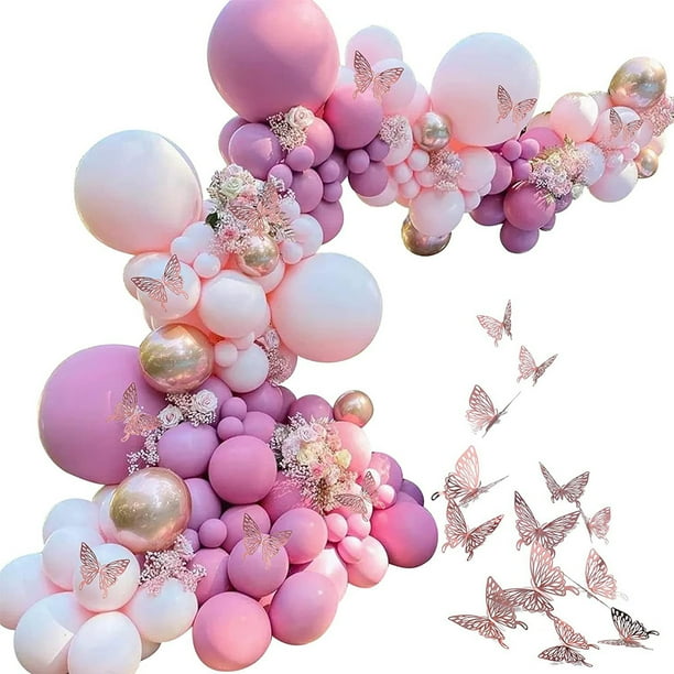 Kit De Guirnalda De Globos, Película De Látex Y Aluminio, Kit De Guirnalda De Globos Reutilizable, Fácil De Montar, Decorativo De Alto Brillo Con Pegatina De Mariposa