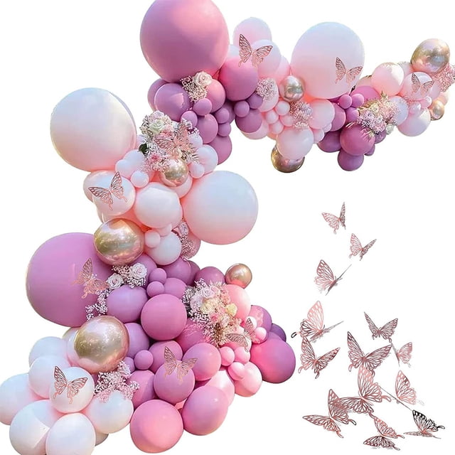 Balloon Garland Arch Kit, Balloon Arch Kit Reusable Decorative Color High Gloss with Butterfly Sticker for Party