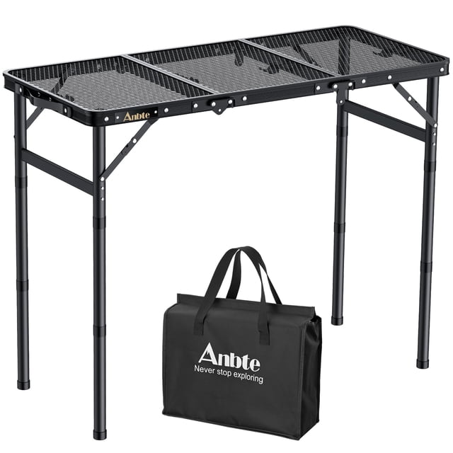 Mesa plegable Anbte de aluminio ajustable 88 x 40 cm, negra