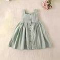 thumbnail image 2 of MIXUE Toddler Girls Casual Dresses Summer Solid Color Square Collar Strappy Sleeveless A Line Casual Dress Outwear,Green,4-5 Years, 2 of 3