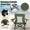 thumbnail image 6 of Walchoice Folding Beach Chair for Adults, Low Seat Camping Chair with High Back, Wide Seat Chair with Cup Holder & Carry Bag, Heavy Duty Portable Chair for Outdoor Picnic Travel - Green, 6 of 10