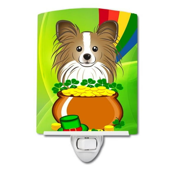 Caroline's Treasures BB1992CNL Papillon St. Patrick's Day Ceramic Night Light, 6x4x3", multicolor