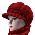 thumbnail image 2 of Prolriy Winter Hats for Women, Women's Woolen Knitted Warm Basin Hat Padded Cotton Hat Womens Hats Red, 2 of 4