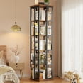 thumbnail image 7 of Homieasy Rotating Bookshelf, 360 Display Wood Spinning Bookshelves, 5 Tier Floorstanding Narrow Bookcase, Corner Bookshelf for Small Space, Rustic Brown, 7 of 7