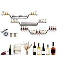 thumbnail image 5 of golytefs 55inch Modern Led Wine Rack Wall Mounted Hanging Large Liquor Shelf for Liquor Bottles with Led Light with Wine Glass Hooks 3-Tier for Home Bar Dining Room Cafe Decorative (Black 140*20cm), 5 of 8