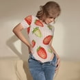 thumbnail image 5 of Balery Women'Sstrawberries Crew Neck Round Neck Short Sleeves Slim Fit Casual Basic Extender Bodysuit Daily Jumpsuit T Shirts-Large, 5 of 9