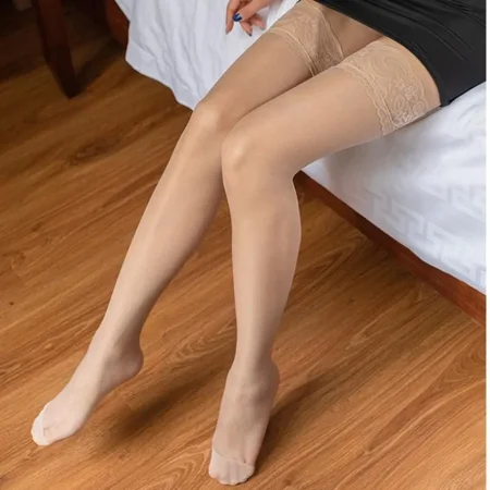 NANAHuang Women Stockings 9 Colors Thigh High Tights Sexy Floral Lace Patchwork Socks Transparent Silk Stocking with Lace Socks Woman