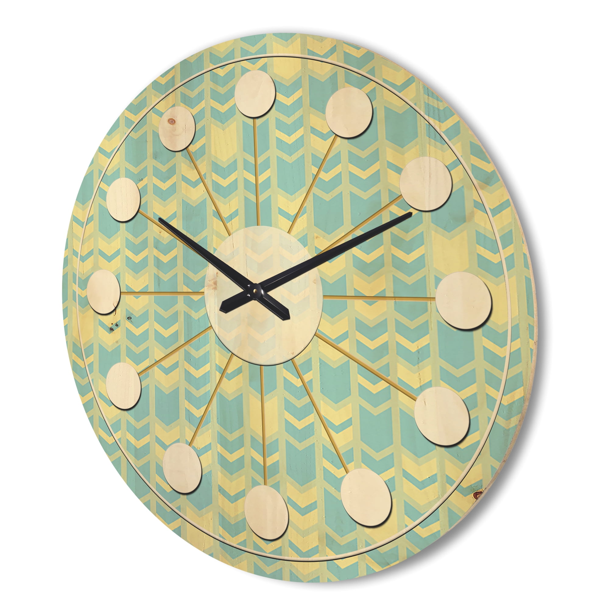 Designart 'Abstract Retro Pattern Design XX' Mid-Century Modern Wood Wall Clock
