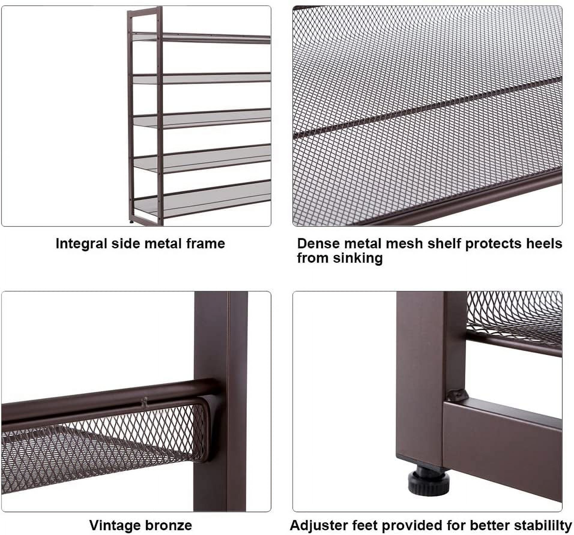 SONGMICS 5-Tier Metal Shoe Rack, Shoe Organizer, Bronze