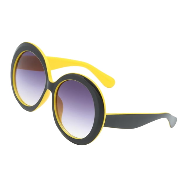 Gafas de sol retro Sunnimix para mujer Lente gris degradado Marco negro amarillo