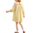 thumbnail image 4 of INSPIRE CHIC Halloween Girls Gingham Dress 3/4 Puff Sleeve Babydoll Shirt Dress with Doll Collar Loose Fit Fall Casual Dress for School & Parties 11-12 Years Yellow, 4 of 5