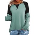 thumbnail image 2 of Pompotops Mode T-Shirt d'Été pour Femmes Manches Longues Patchwork Décontracté Blouse, 2 of 6