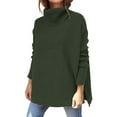 thumbnail image 2 of IMENGL Turtleneck batwing sleeve loose oversized chunky knitted pullover sweaters, Green L, Size M-2XL, 2 of 9