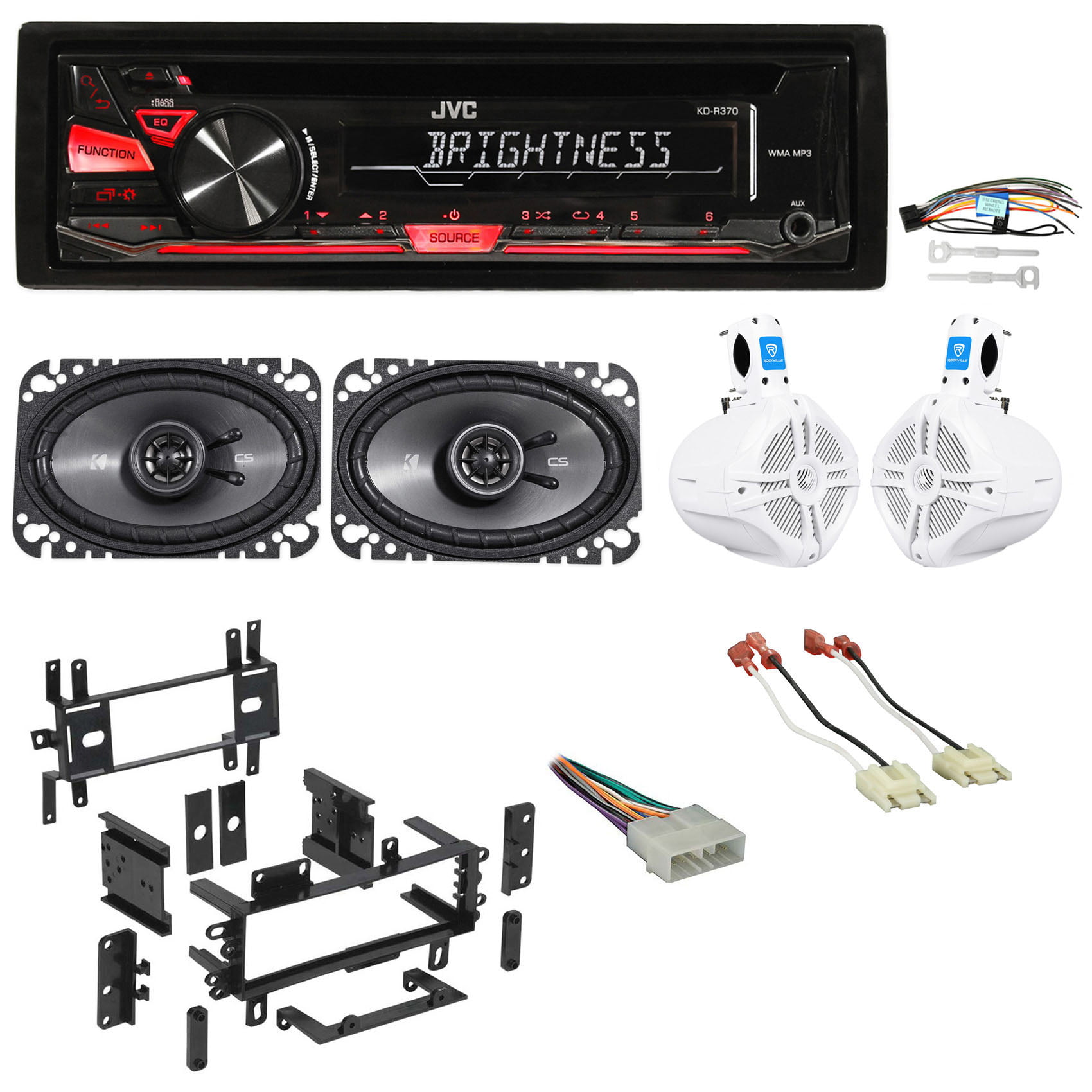 JVC CD player/Radio/stereo/Receiver+4) Speakers+Install For 87-95 Jeep  Wrangler 