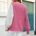 thumbnail image 4 of Herrnalise Women's Knitted Crop Tops Long Sleeved Round-neck Solid Love Print Long Sleeves Sweater Casual Pullover Top Pullover Jumper Sweaters, 4 of 9