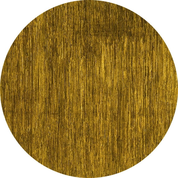 Ahgly Company Indoor Round Abstract Yellow Modern Area Rugs, 4' Round