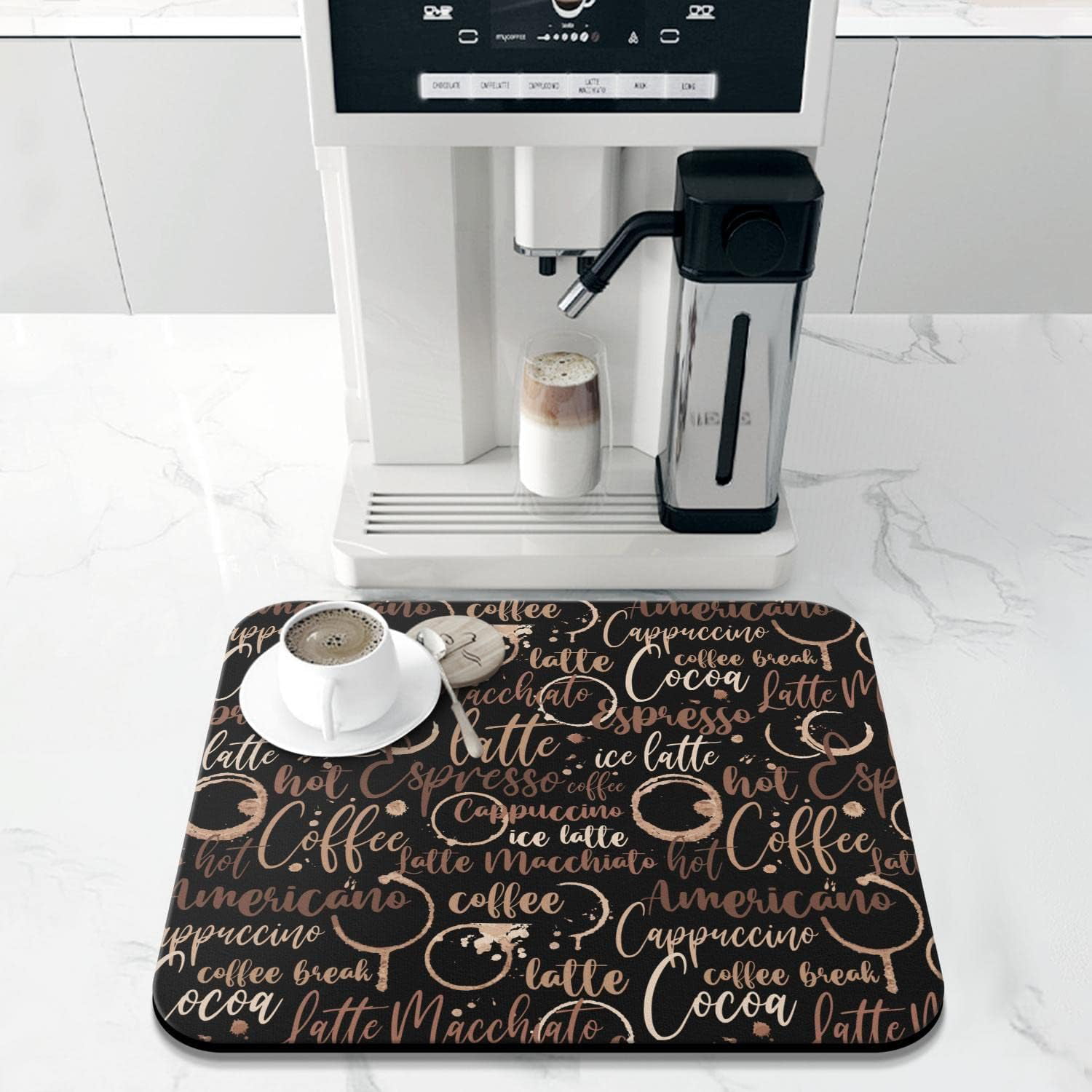 Coffee Bar mat Accessories for Countertop Absorbent Hide Stain Rubber  Backed Dish Drying Mats for Kitchen Counter Draining Pad Decor Gift Fit  Under Coffee Maker Coffee Pot Espresso Machine (20x12in) 