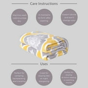 Shop LC Gray and Yellow Pattern Flannel Throw Blanket with Knitted Border 100% Microfiber Birthday Gifts