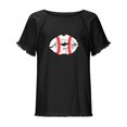 thumbnail image 5 of Blusa de manga corta con estampado de béisbol y cuello redondo de algodón y cáñamo para mujer OAVQHLG3B Store  lin121212, 5 of 5
