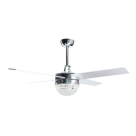 

48 Contemporary Crystal Ceiling Fans with Lights and Remote Chandelier Fan Reversible F6223 Bulbs Not Included Chrome