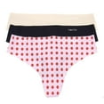 thumbnail image 2 of Calvin Klein Women's Invisibles 3-Pack Thong, Grid Dot/ Beechwood/ Black, Large, 2 of 4
