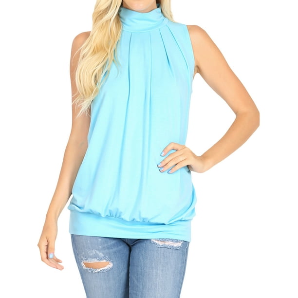 Download Zenana - Women & Plus Sleeveless Mock-TurtleNeck Pleated ...