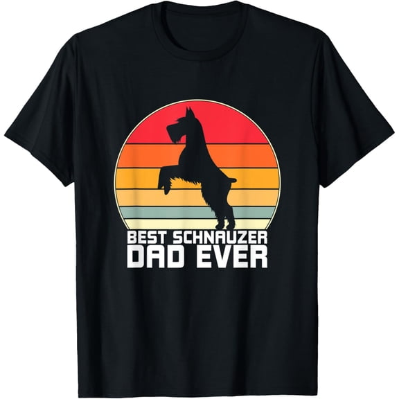 Best Schnauzer Dad Ever Miniature Schnauzer Vintage T-Shirt men and women can wear, black, white, gifts