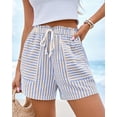 thumbnail image 3 of FreshPretty Casual Striped Shorts for Women Spring Summer Elastic Waist Y2K Lounge Vacation Beach PJ Bottoms Clothes, 3 of 9
