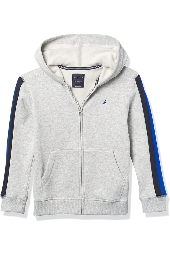 Boys Fleece Zip-up Hoodie Sweatshirt 6 Grey/Navy