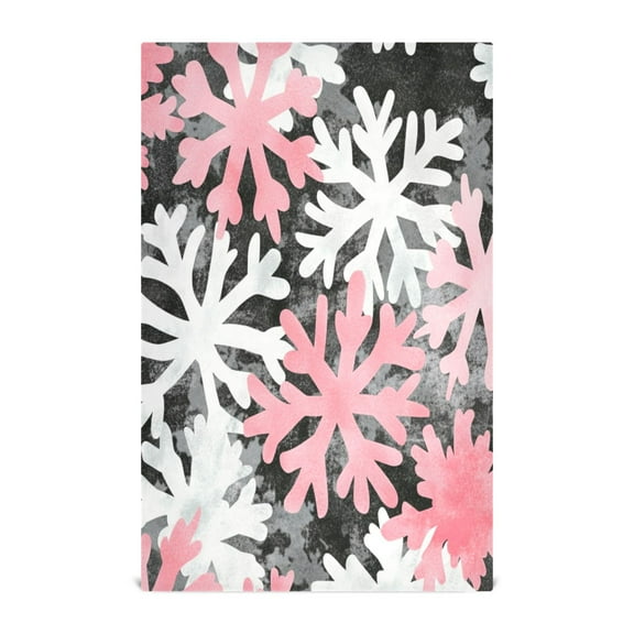 Pink Snowflakes Decorative Waffle Towel Kitchen Dishcloth 28x18in Multi-Use Tea Towel